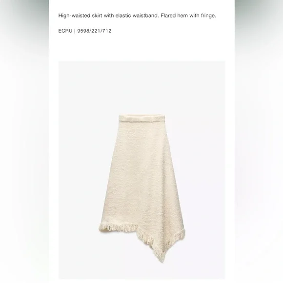 Zara Cream Asymmetrical Skirt - Picture 3 of 8